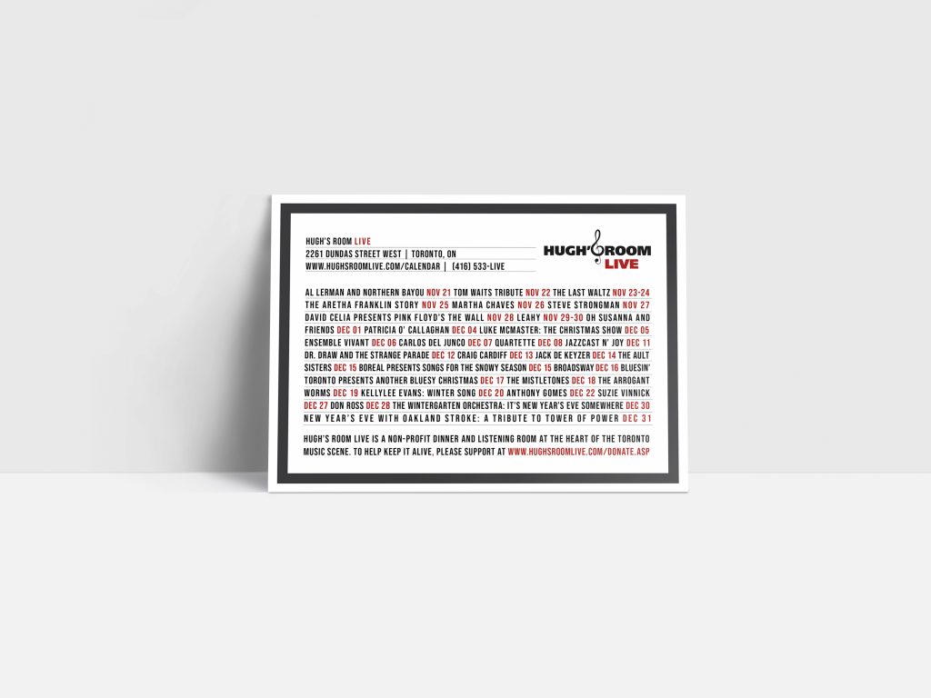 Hugh's Room Live Calendar